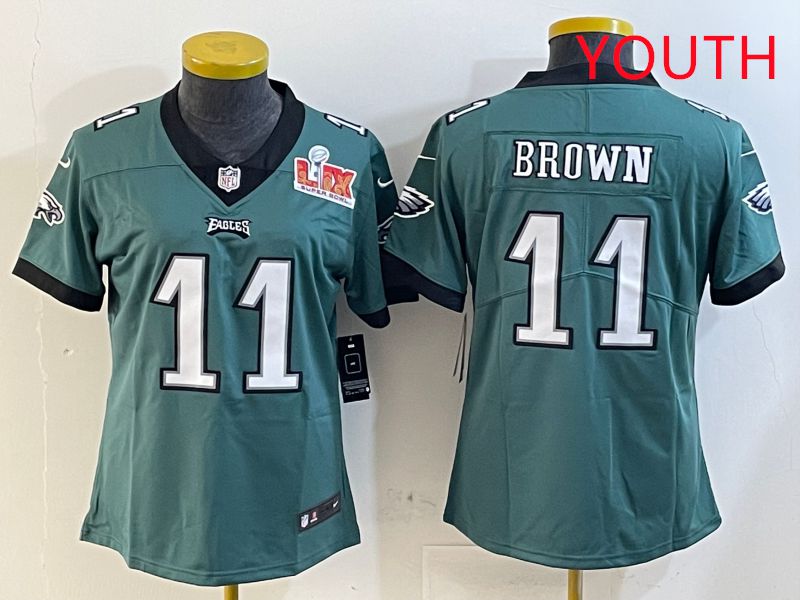 Youth Philadelphia Eagles #11 Brown Green Second generation 2025 Nike Limited NFL Jersey style 2->youth nfl jersey->Youth Jersey